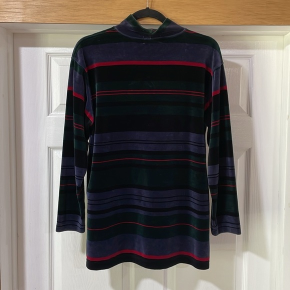 Talbots Petites Women’s Striped Top Velvet Sweater Mock Neck Long Sleeve Size P - Picture 3 of 9